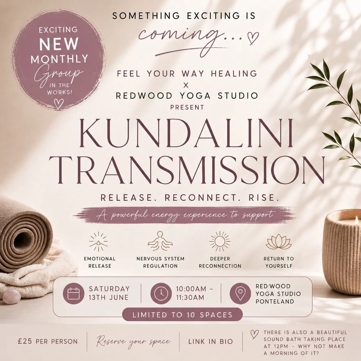 }
✨ Kundalini Transmission | Ponteland ✨

I&rsquo;m so excited to finally share this beautiful collaboration with Redwood Yoga Studio ❤️

Join me for a gentle yet powerful Kundalini Transmission experience designed to support emotional release, nervo
