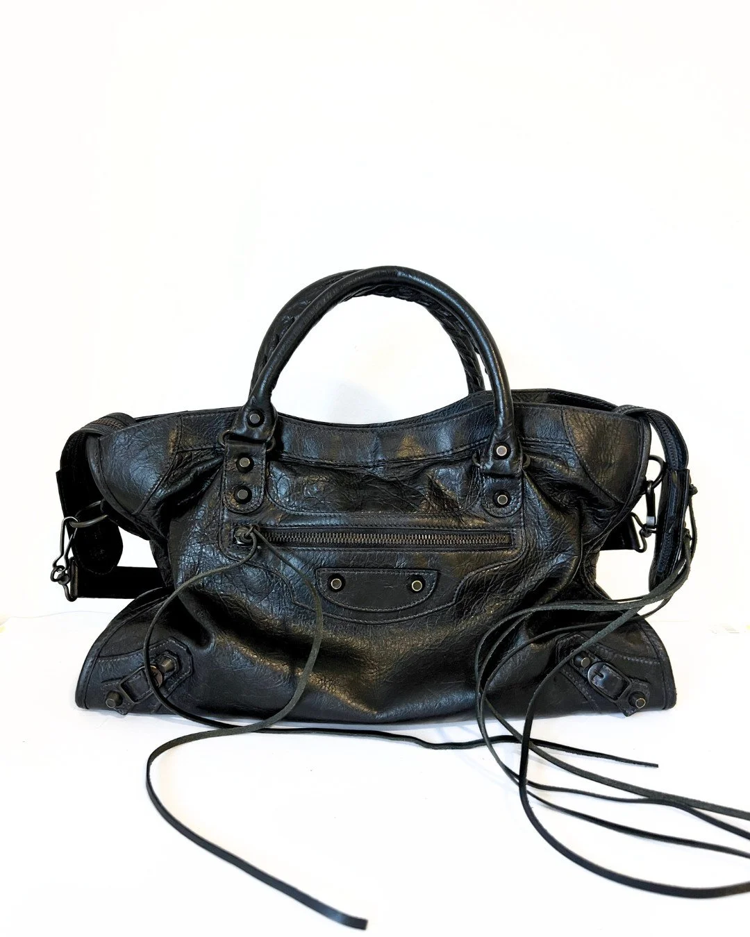 Balenciaga Classic City Bag in Black Lambskin Leather