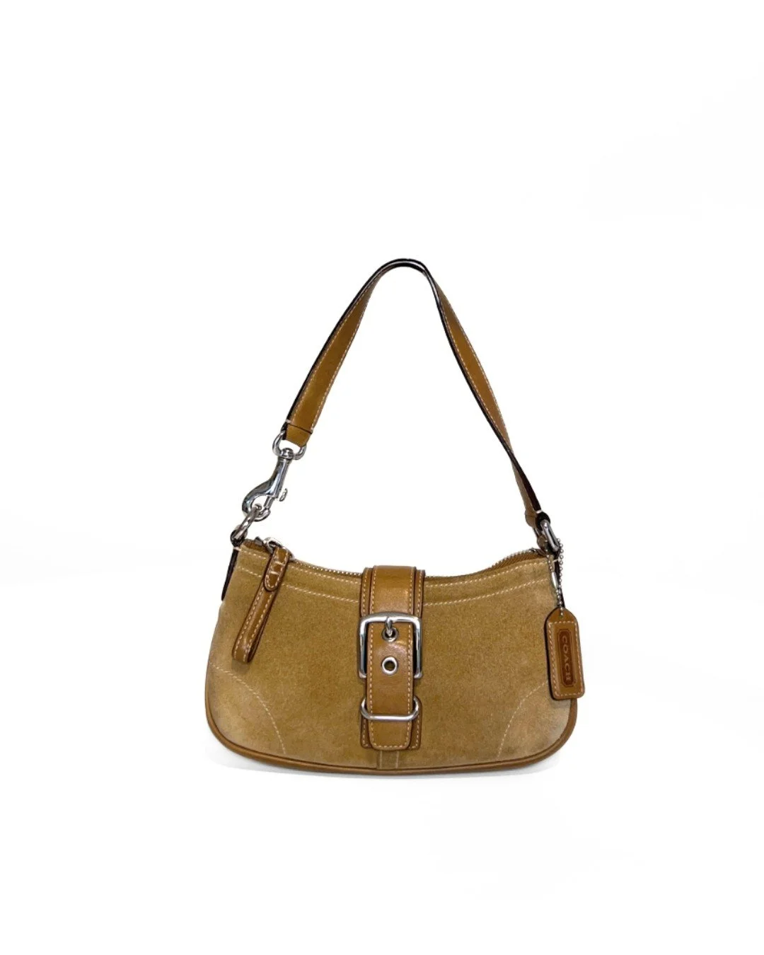 Coach Suede Soho Mini Shoulder Bag Baguette Tan 00's