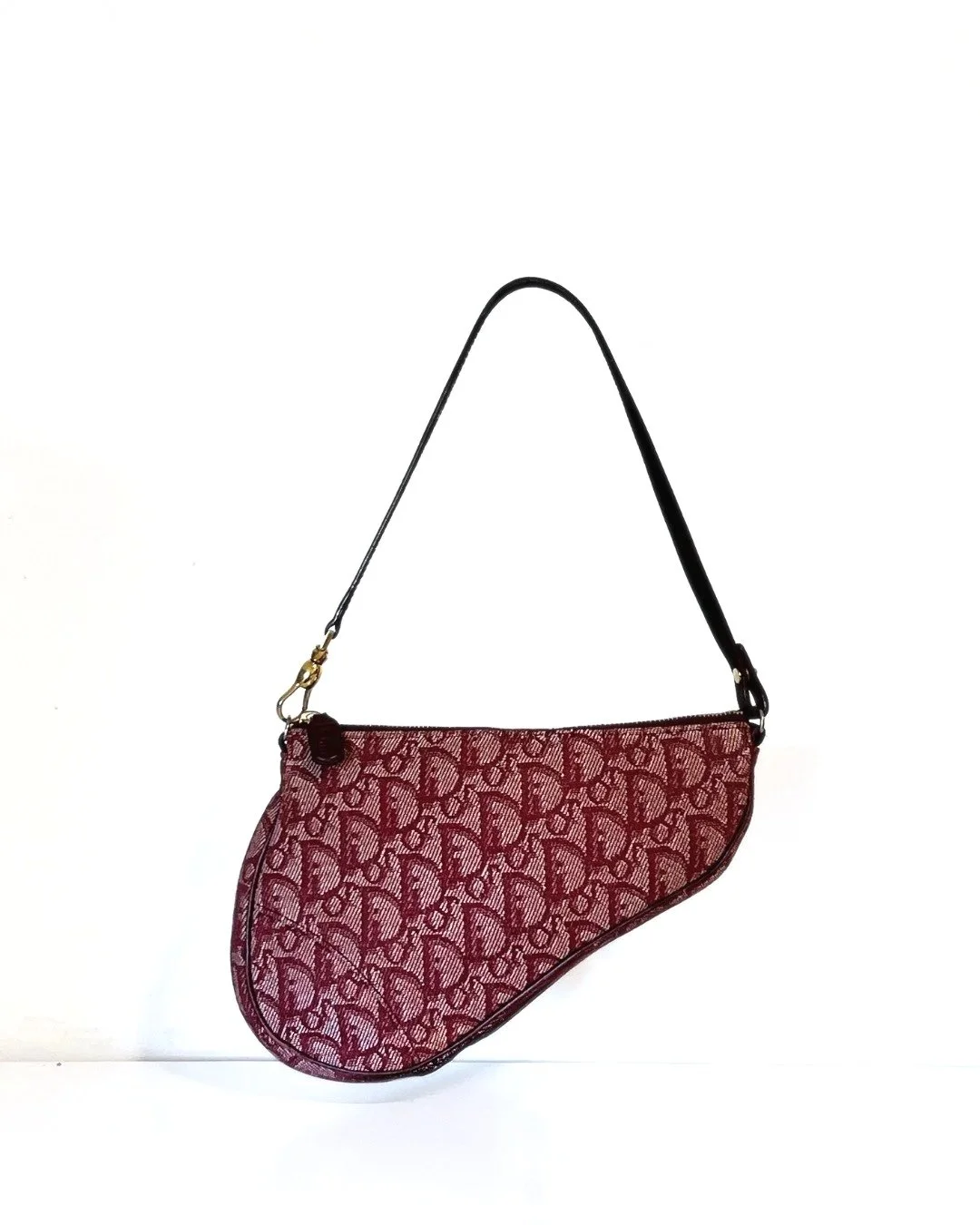 Christian Dior Trotter Mini Saddle Bag in Burgundy Monogram 00s