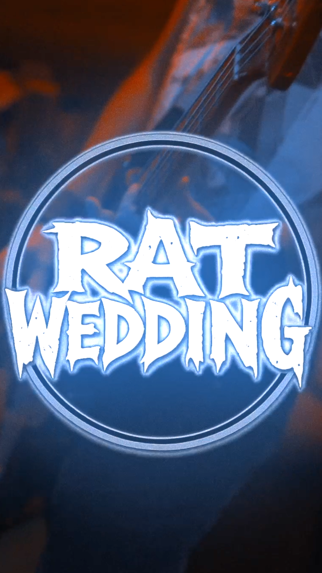 Neon sign reading 'RAT WEDDING' in jagged, horror-style font.