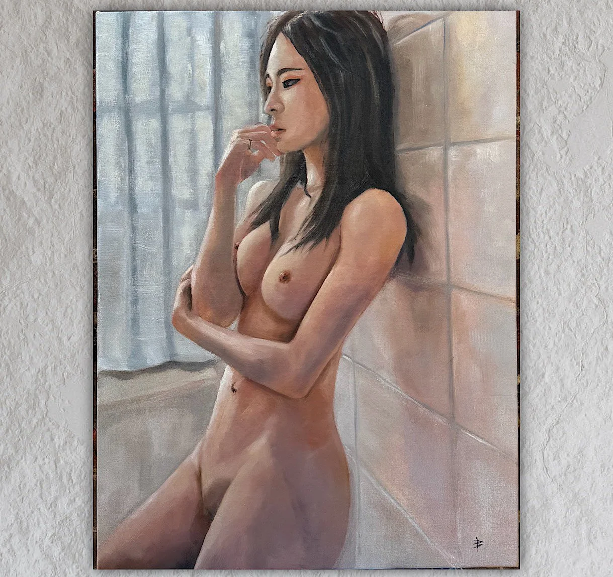 Asian Woman in Bathroom
