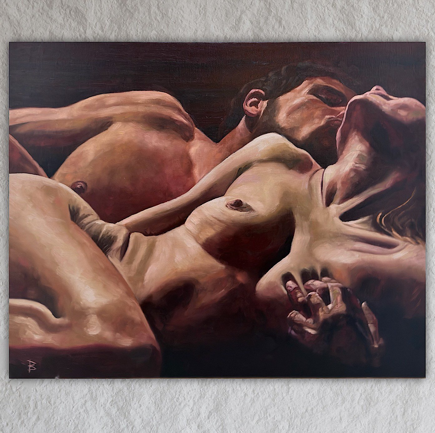 Embrace of Love: Original Oil Painting