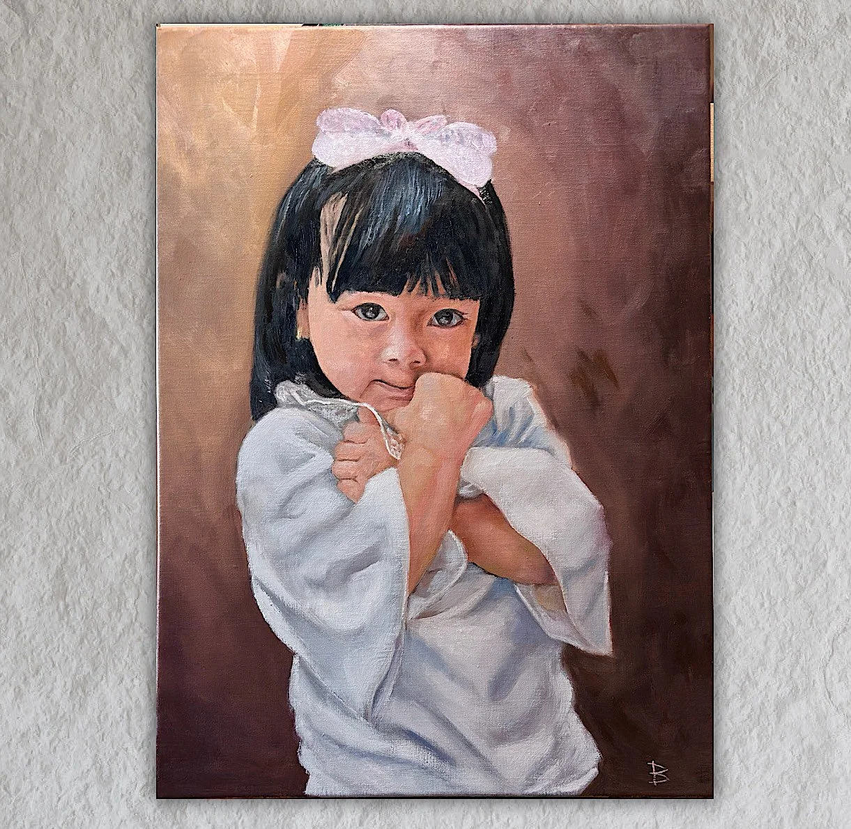 Innocent Gaze: Oil Painting of a Young Girl