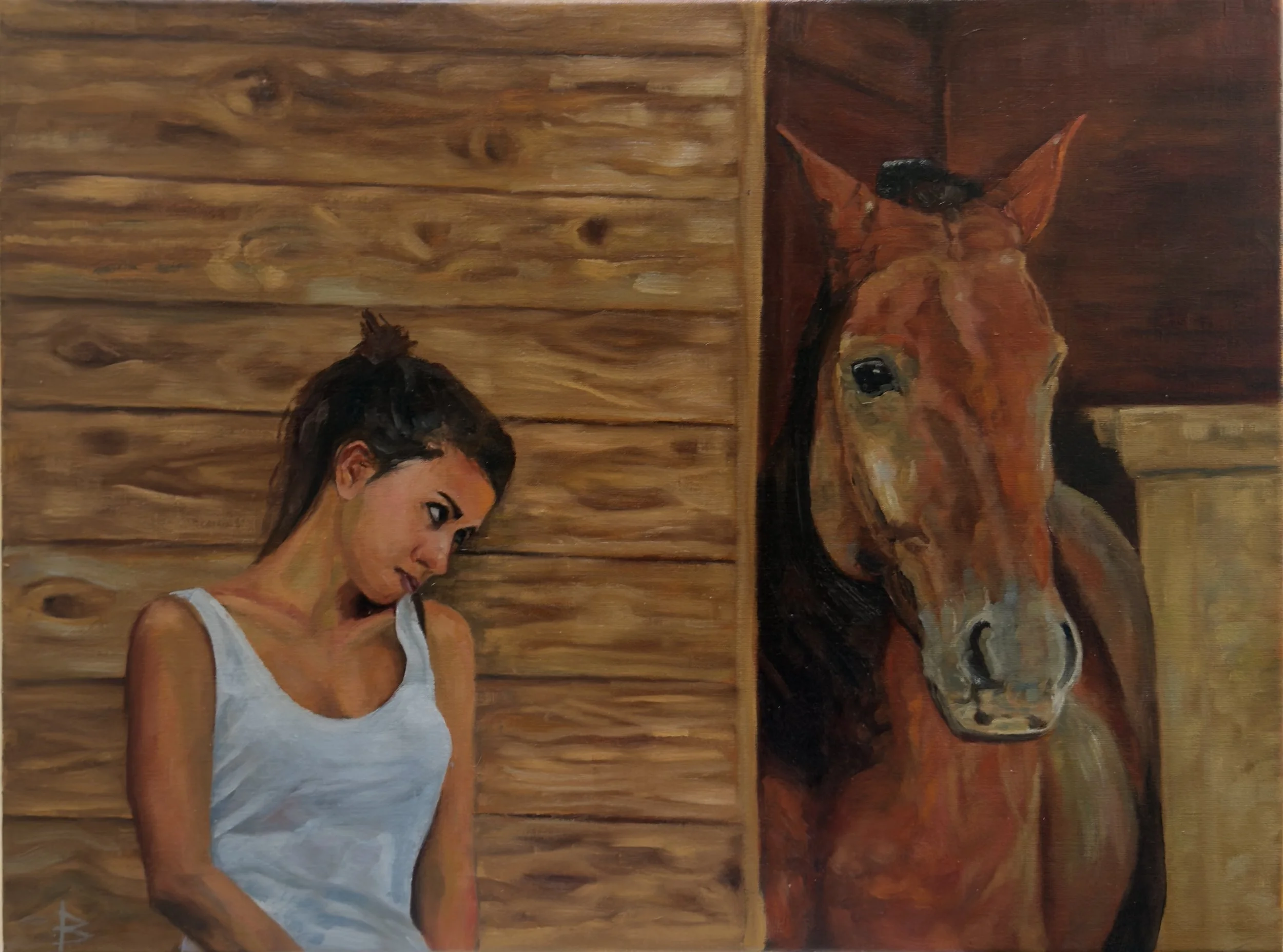 Companionship in Oils - Girl and her horse