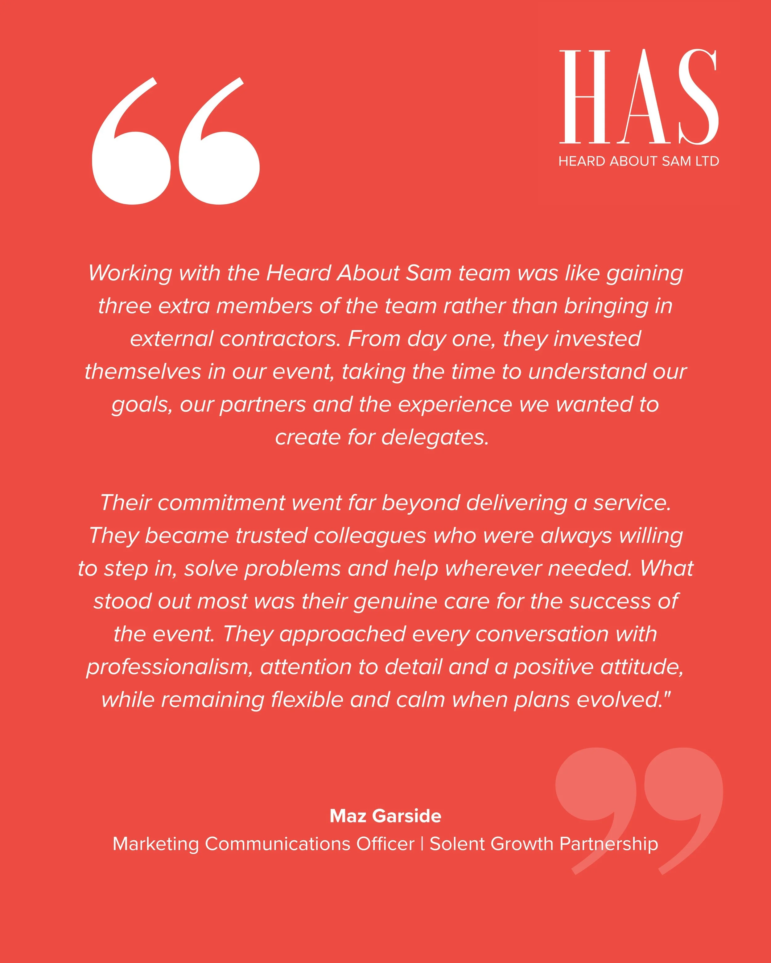 Nothing speaks louder than the feedback of a happy client.

We're incredibly proud to receive such positive feedback from @solentgrowthpartnership following the delivery of Solent FutureScape, a flagship event designed to help businesses in the regio