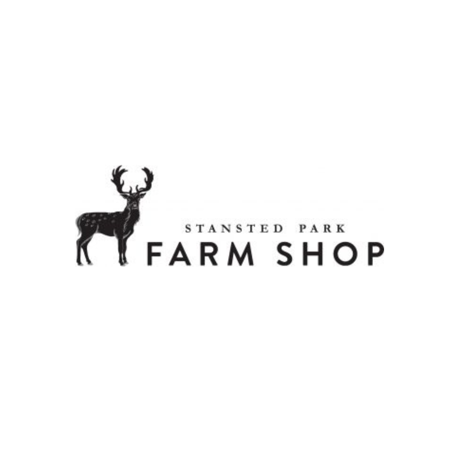 Logo of Stansed Park Farm Shop featuring a black silhouette of a deer with antlers, with the text 'Stansed Park Farm Shop' below.
