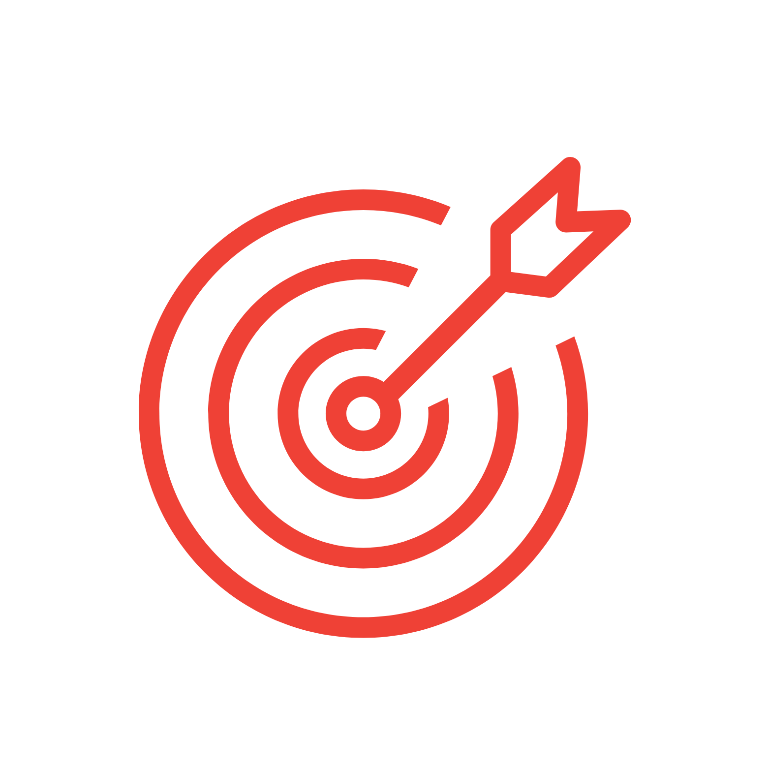 Red target with an arrow hitting the bullseye