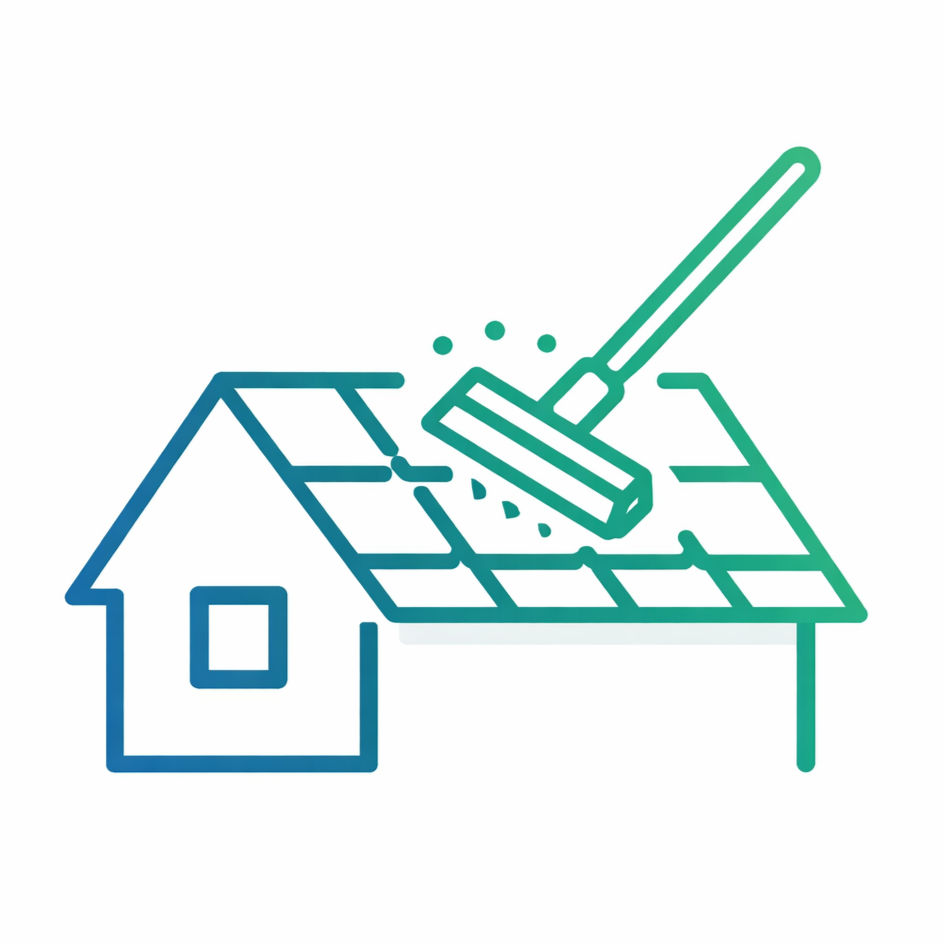 Cleaning moss, dirt and algae off a roof.