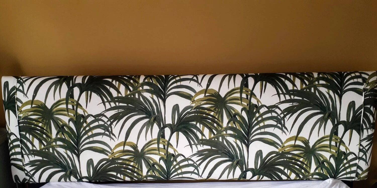 Green botanical-print long bolster cushion
