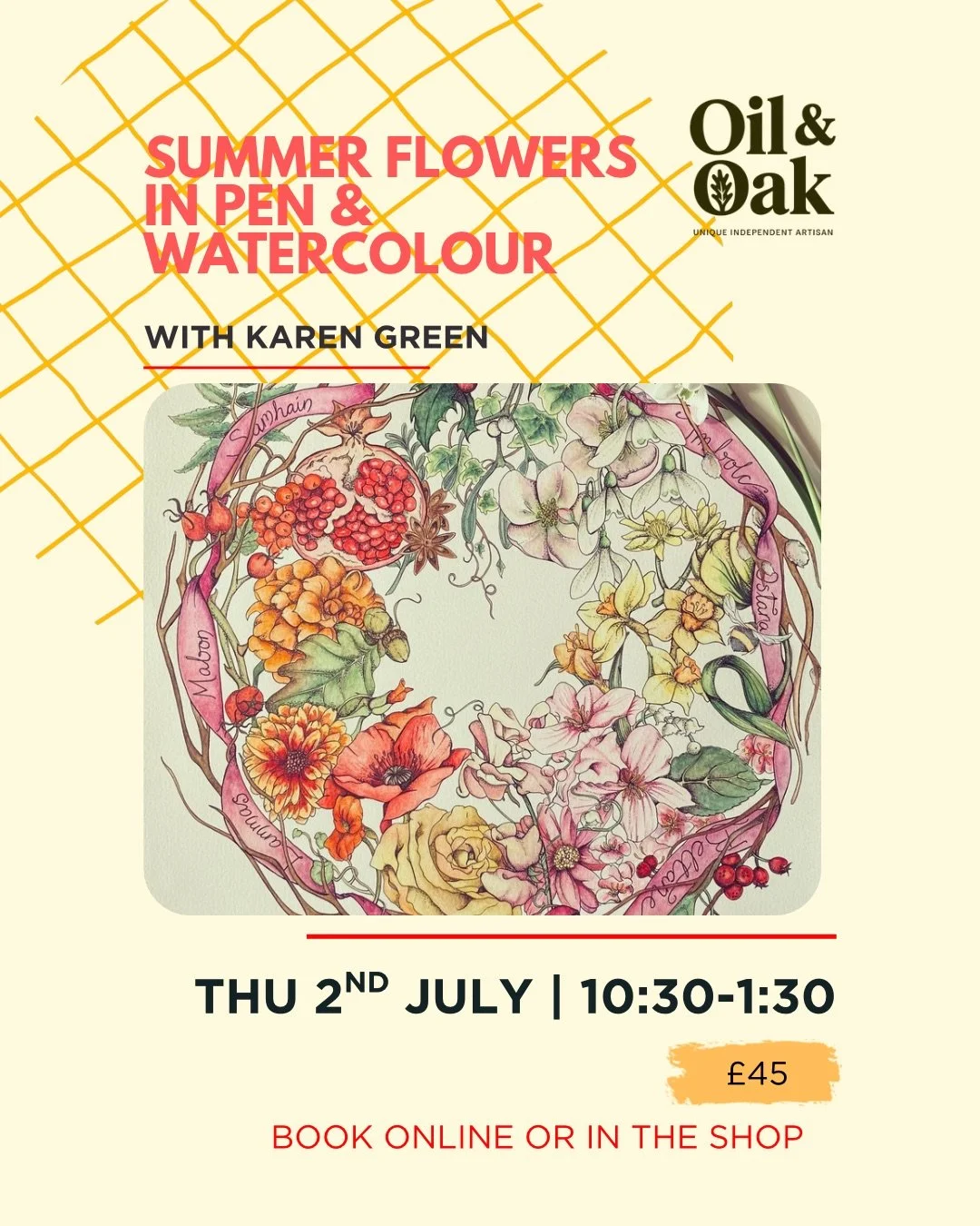 Summer Flowers in pen and watercolour with Karen Green