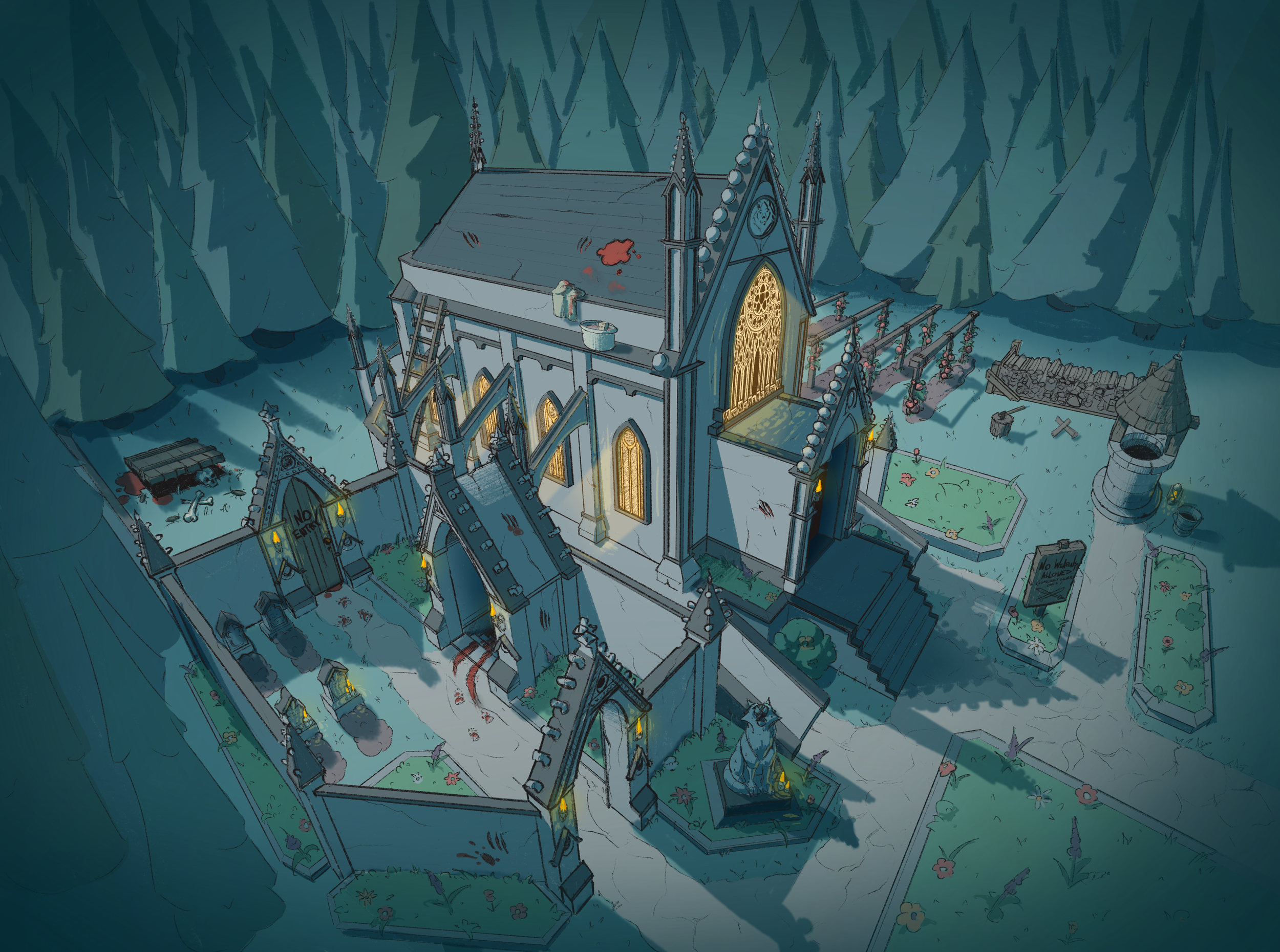 WEREWOLF CHURCH SET DESIGN (Artwod Study Project)