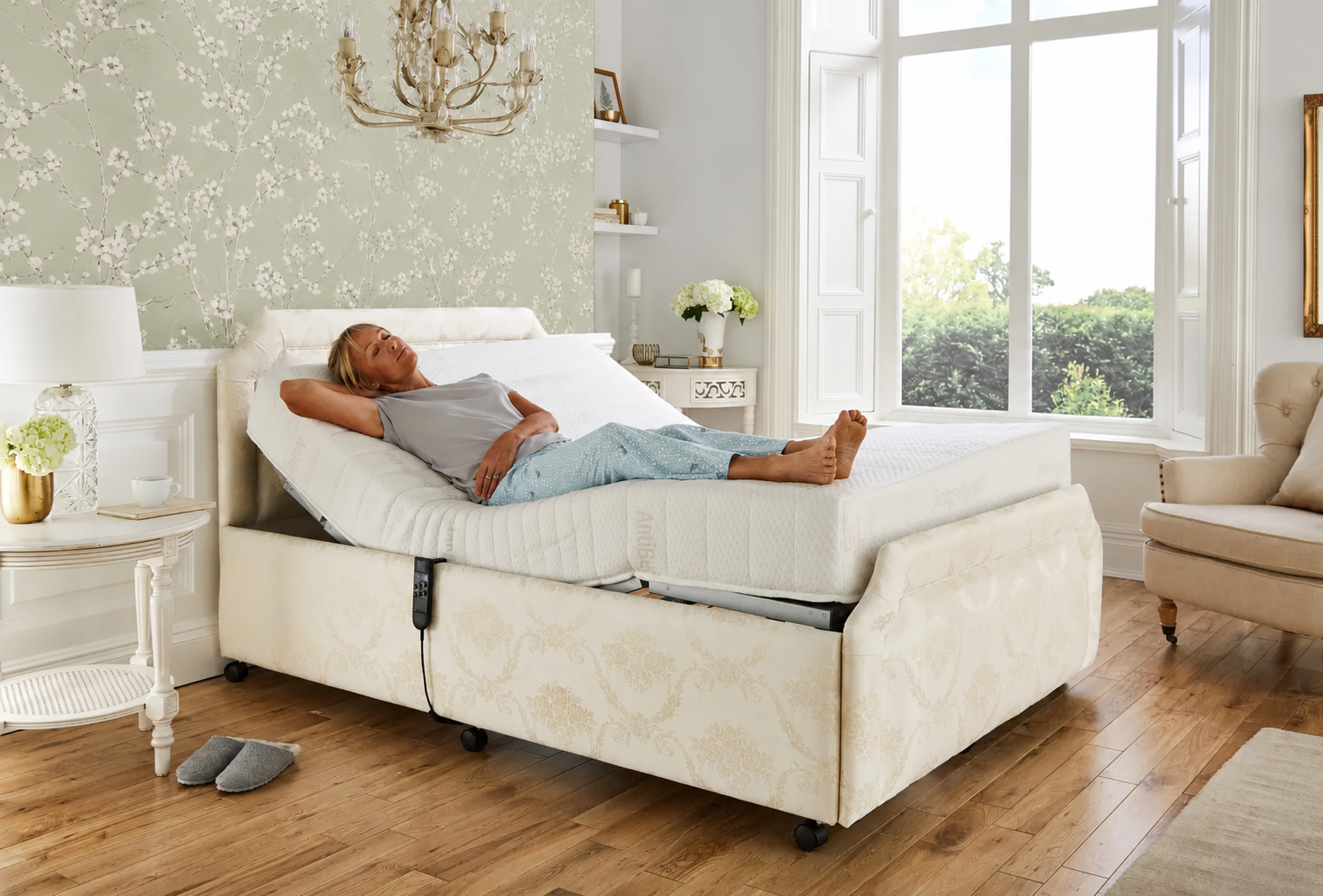 The Royal Double Adjustable Bed for Added comfort and independence at home, free delivery, available Thirsk, Northallerton, Harrogate, Stokesley, British Made Products.