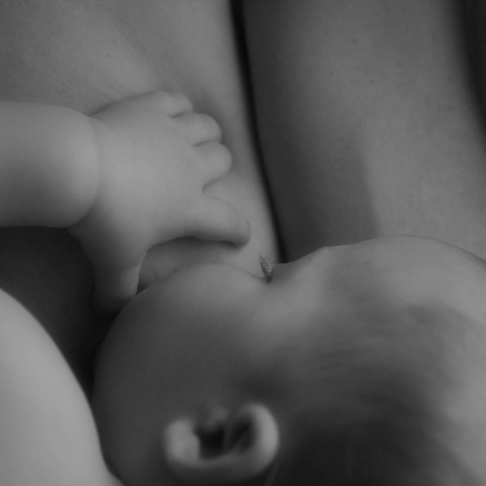 An infant breastfeeding