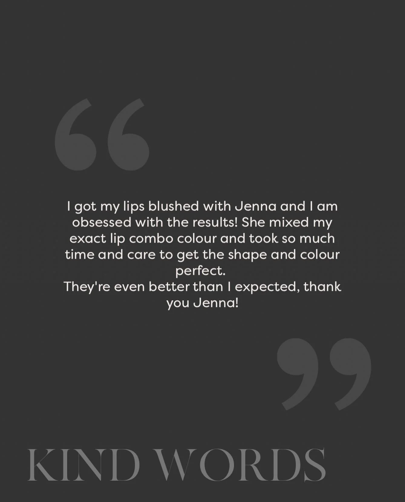 Receiving reviews like this means so much 🤍

Lip Blush is so much more than adding colour to the lips. Every treatment is completely customised, from the shape and border to the perfect shade mix to suit your natural lip tone and desired result.

Kn
