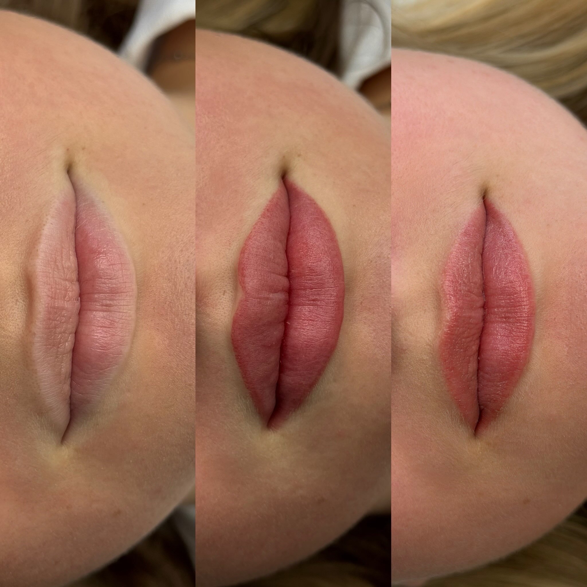 💋 Lip Blush - before, immediately after &amp; healed

A little colour can make such a beautiful difference ✨

This client wanted to enhance her natural lips with a soft flush of colour, while keeping the result looking completely natural.

The first