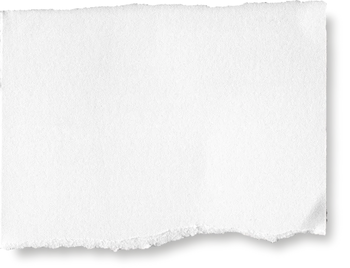 A blank, torn piece of white paper with a textured surface and irregular, jagged edges, placed against a black background.