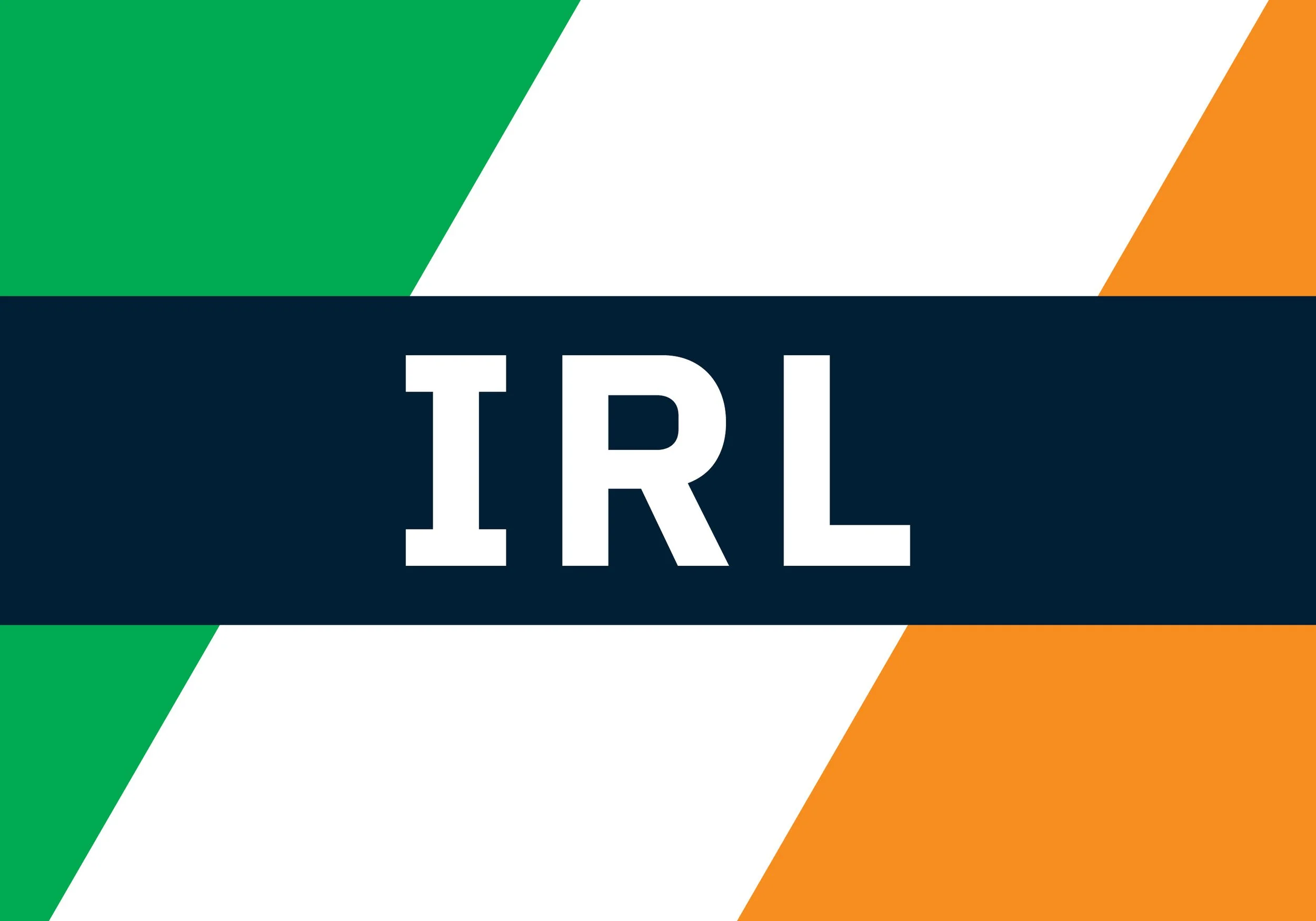 Image displaying the text 'TRI' over a background with green, white, and orange diagonal sections, possibly representing the Irish flag colors.