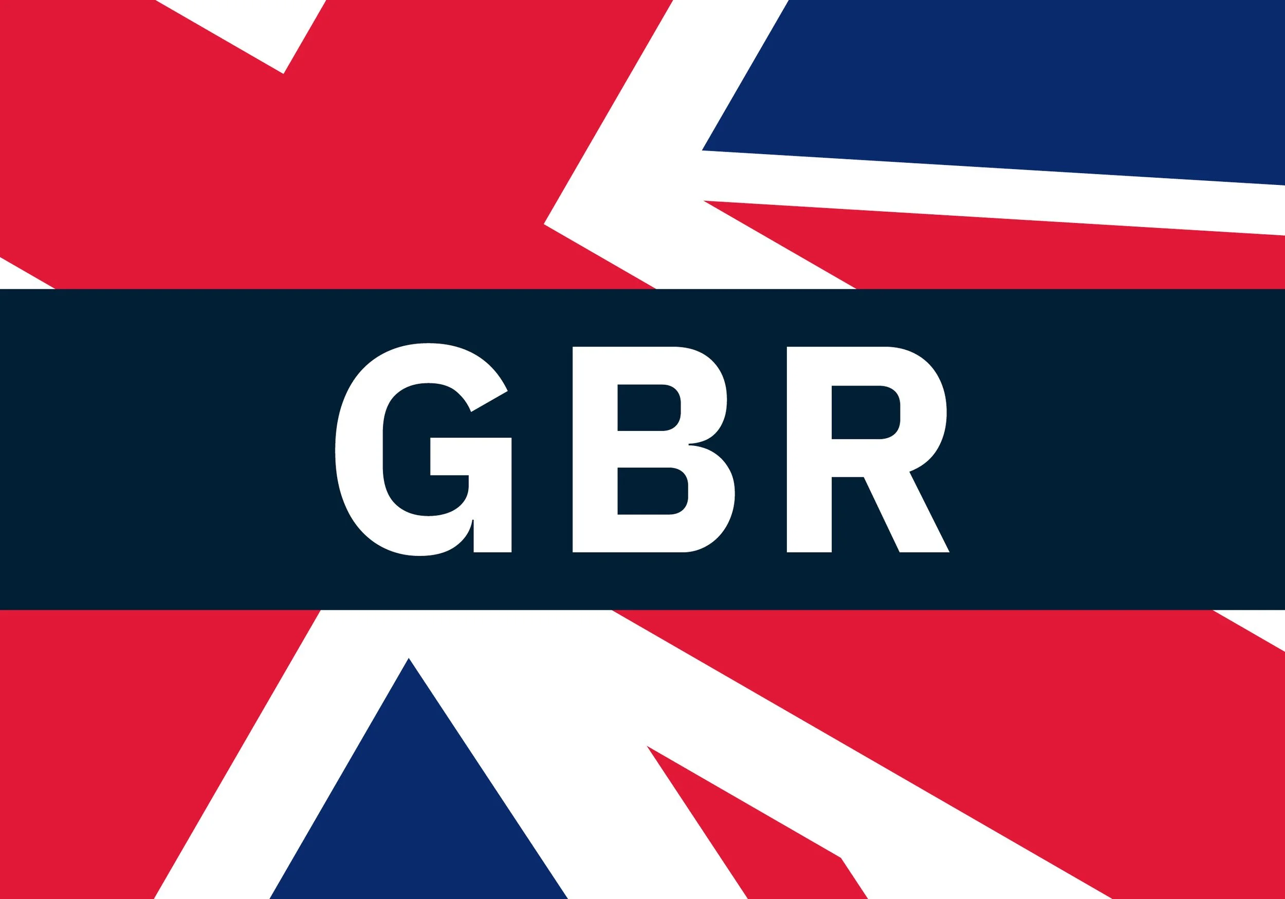 A logo with red, white, and blue colors featuring the British Union Jack flag and the letters 'GBR' in the center.