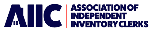 Logo of the Association of Independent Inventory Clerks (AIIC), featuring bold blue letters 'AIIC' and the full name written to the right in smaller font.