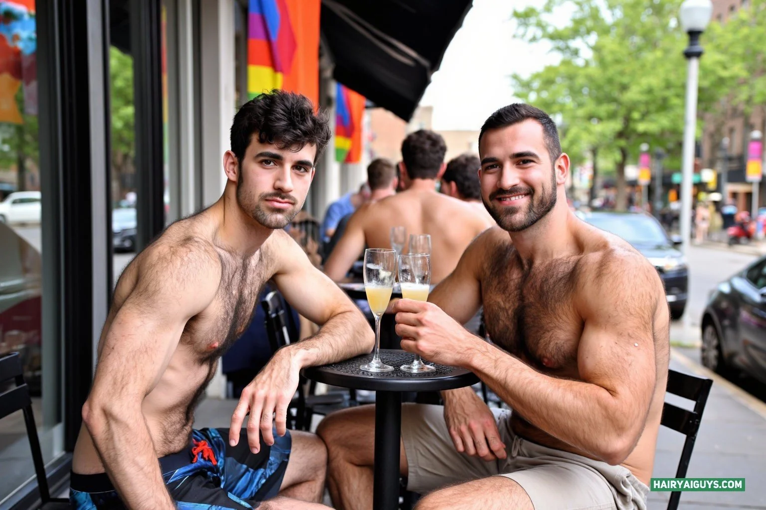 Bottomless mimosas, endless smiles &mdash; two hairy-hearted beauties serving sunshine and sparkle #hairyisthebest #aigenerated 🥂