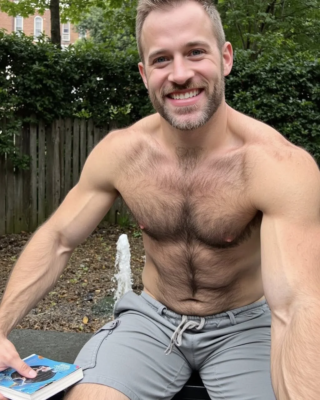 Blonde beard, book in hand, and a smile that&rsquo;s equal parts sweet and strong #hairyisthebest #aigenerated 📚