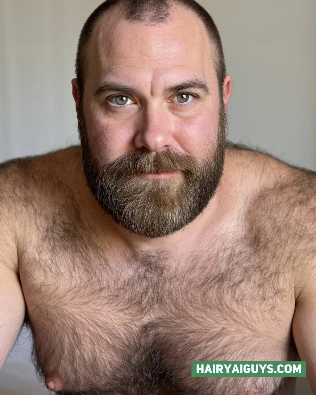 Buzz cut bold, beard untamed, chest hair game unchained. Pure fur fantasy in bed. 🔥 #BeardedMen #BodyHair #AIGeneratedImage