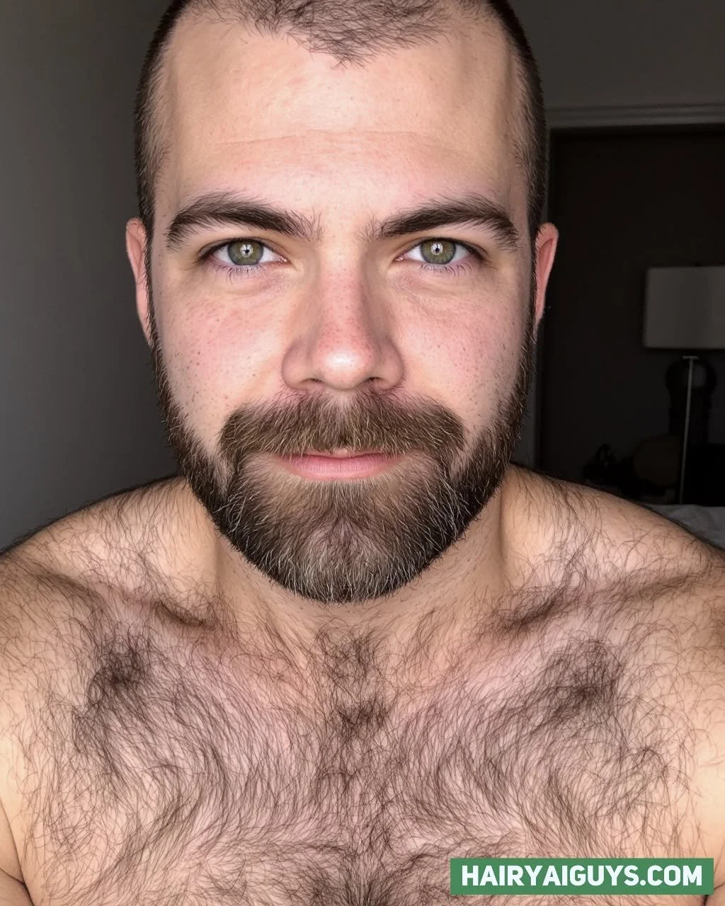 Bedhead and chest hair? Peak morning perfection. 😏 #HairyChest #MuscleFur #AIGeneratedImage