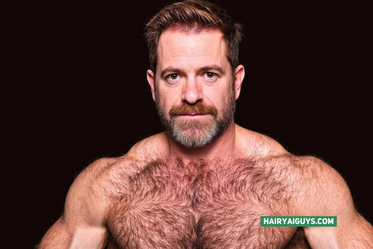 Bristling with muscle and mane, this stud's fur-midable. 🦁 #HairyChest #GayHairy #AIGeneratedImage