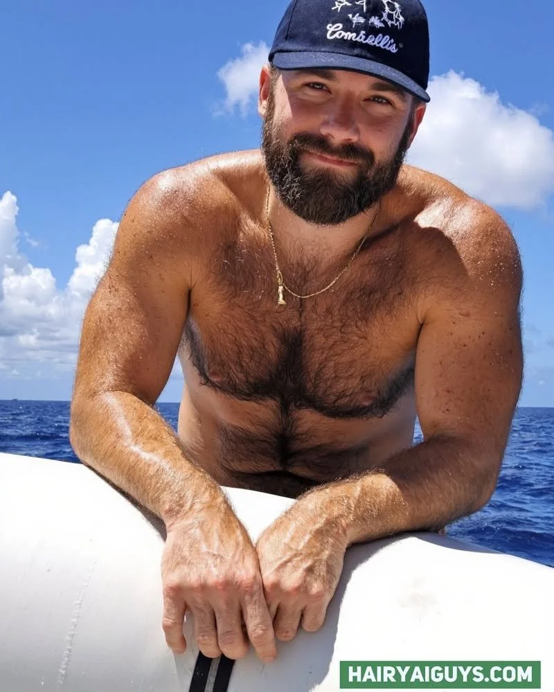 This salty captain knows exactly how to make waves 🌊 His thick chest hair catches the sun just right. Pure ocean heat.
#HairyMen #MensBodyHair #AIGeneratedImage