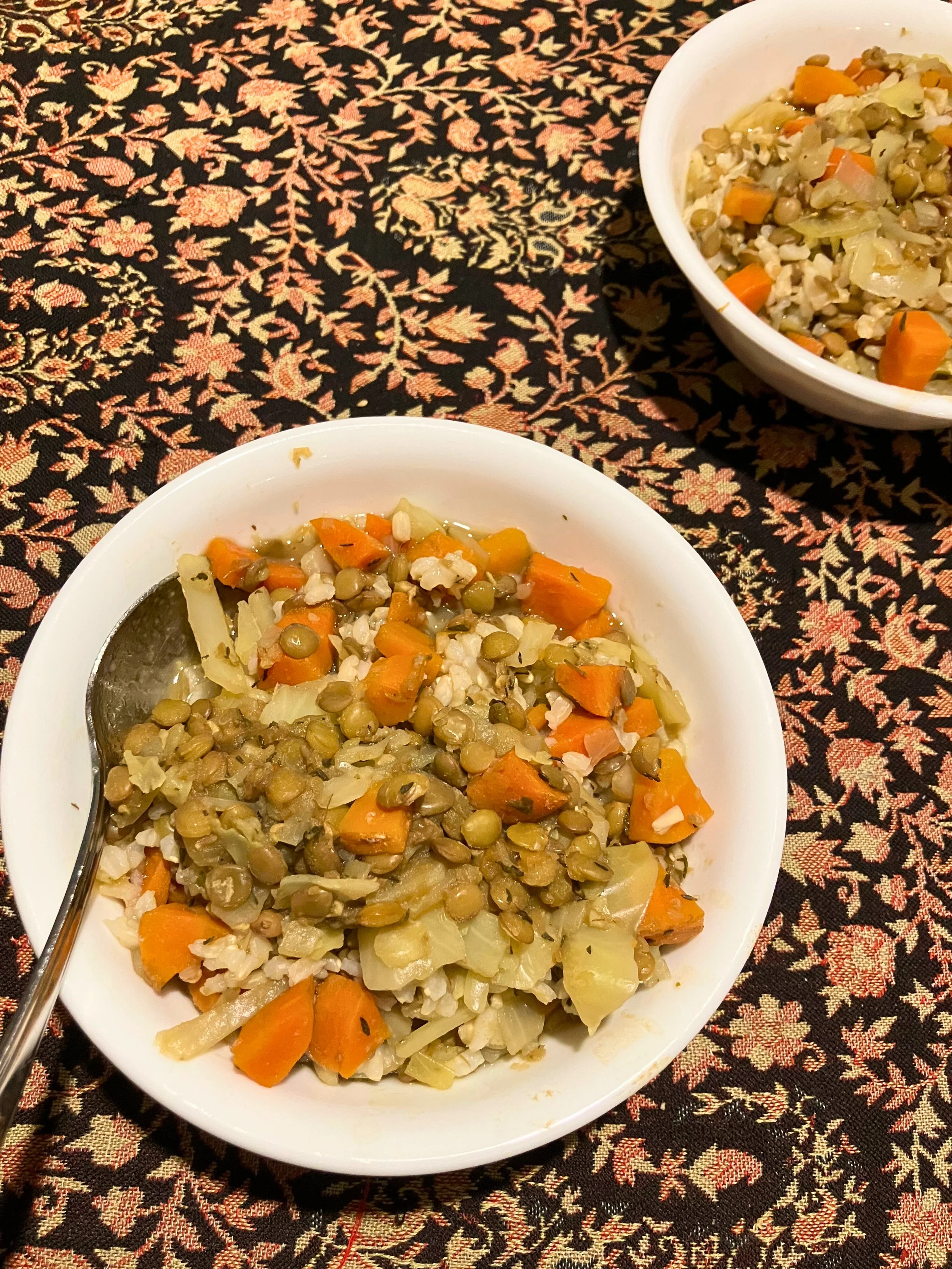 Gingery Lentil Cabbage Bowl