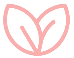Minimalist illustration of two leaves or petals with pink outlines.