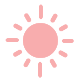 Pink sun icon with rays extending outward