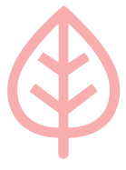 Pink leaf icon with a simple branch design