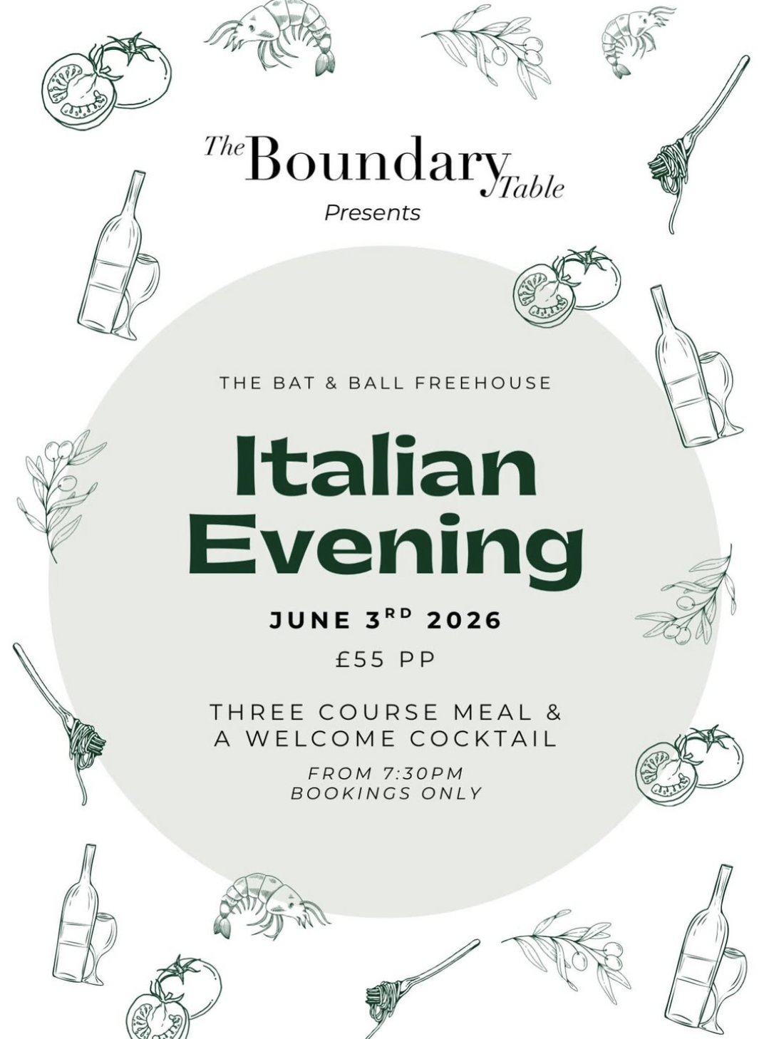 Boundary Table Italian Night - June 3rd