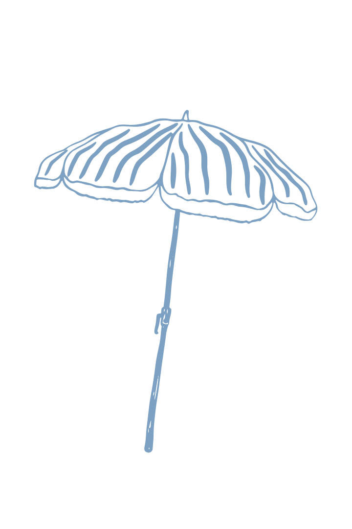 Sketch-style umbrella in blue.