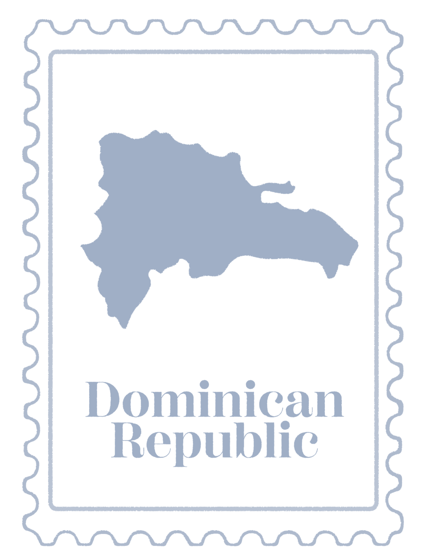 Sketch-style Dominican Republic in blue.