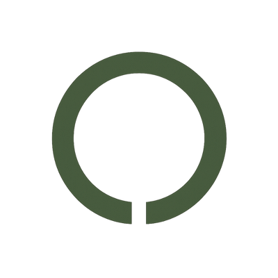 A dark green circular chart with a small gap at the bottom.