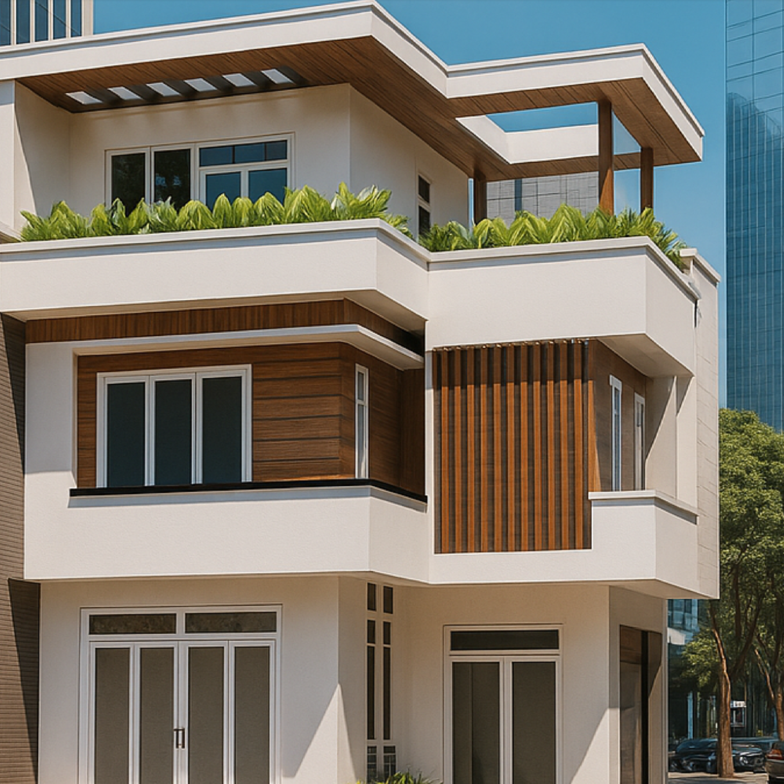 Façade d’appartement moderne avec balcons – référence architecture