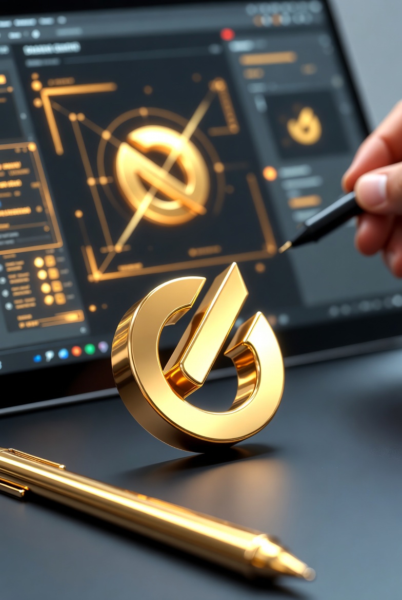 Main avec stylet sur tablette créant graphiques financiers en or avec symbole argent – Service charte graphique et branding Well Done Design Bordeaux, Mérignac