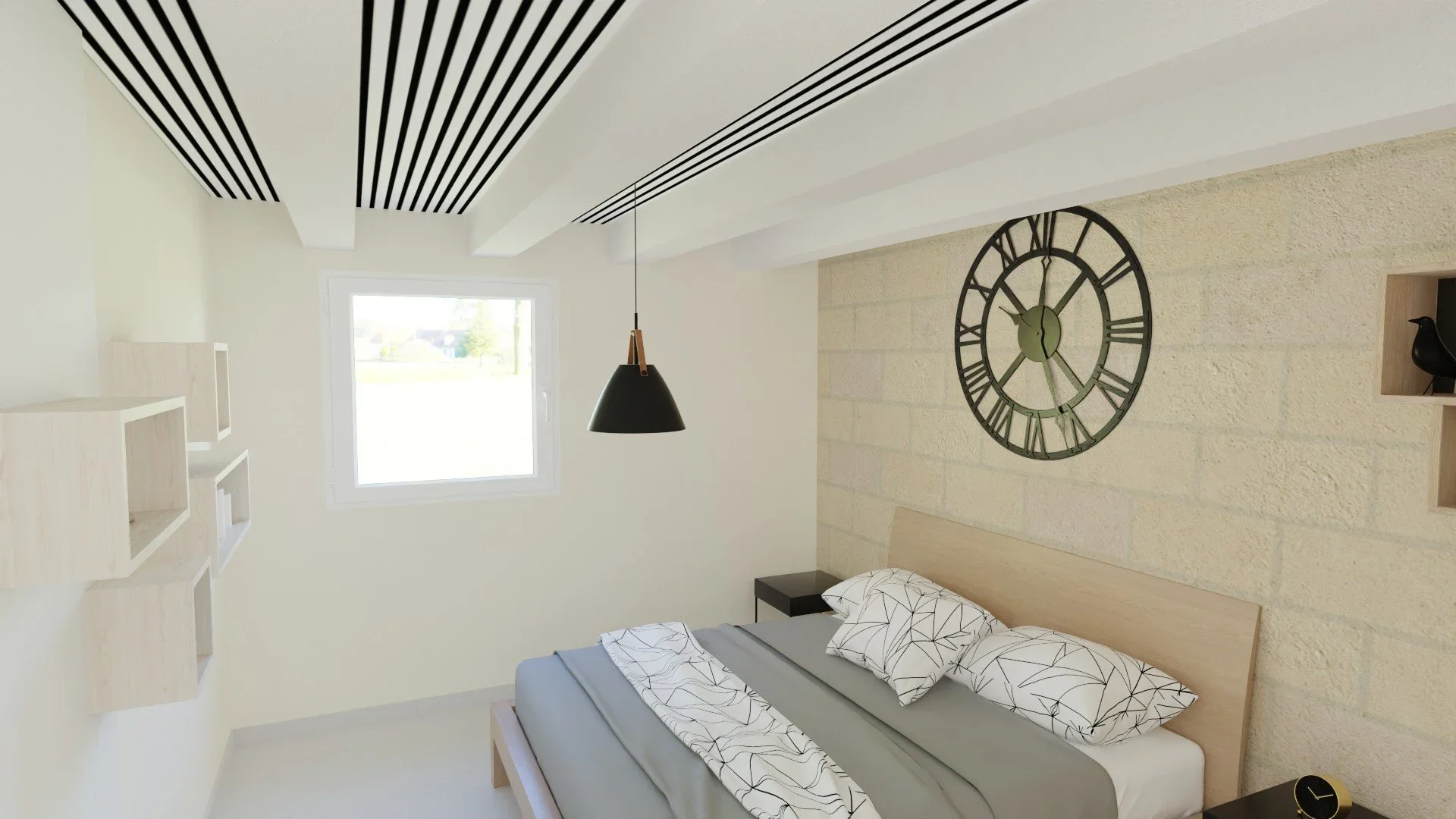 Rendu 3D chambre moderne – implantation mobilier et décoration - Lormont