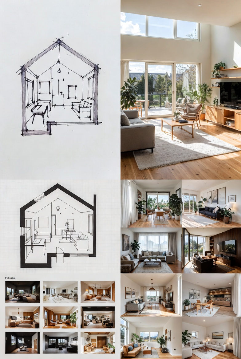 Esquisses préliminaires à main levée et rendus 3D intérieurs spacieux pour rénovations à Mérignac, Bordeaux et métropole – Well Done Design