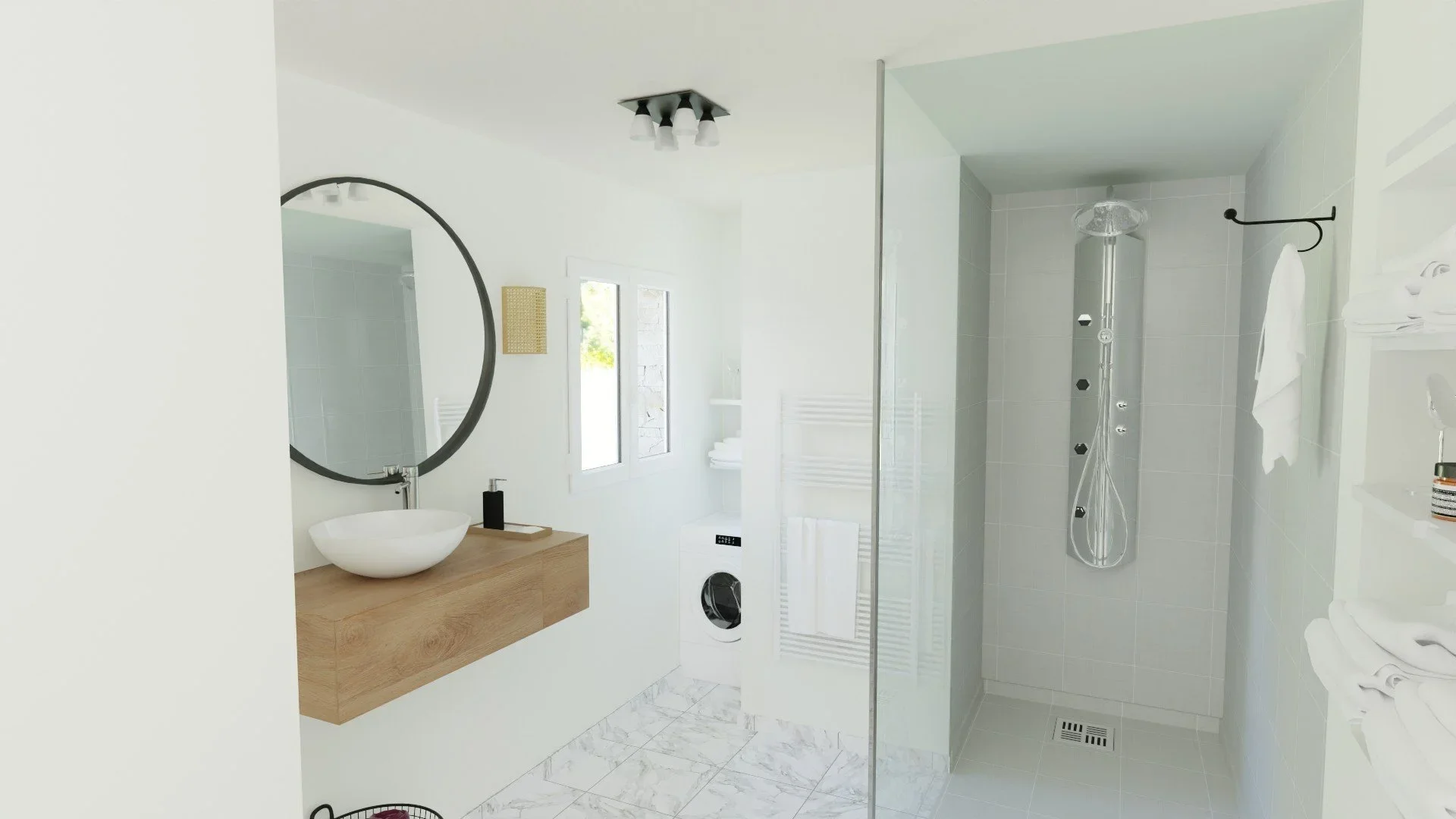 Rendu 3D salle de bain – douche à l’italienne et agencement - Lormont