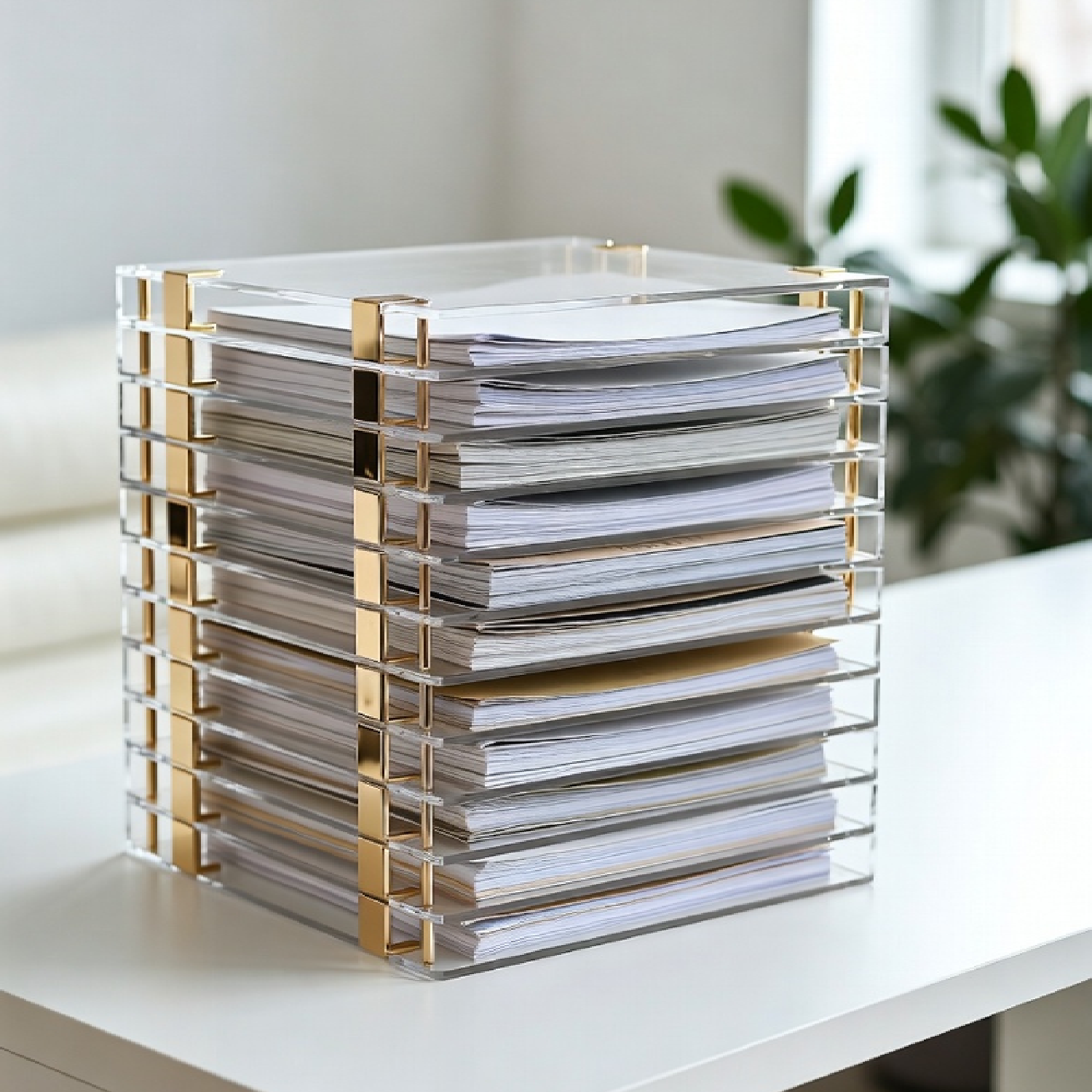 Porte-documents transparent rempli de dossiers administratifs pour projets urbanisme et permis de construire à Bordeaux, Mérignac et métropole – Well Done Design