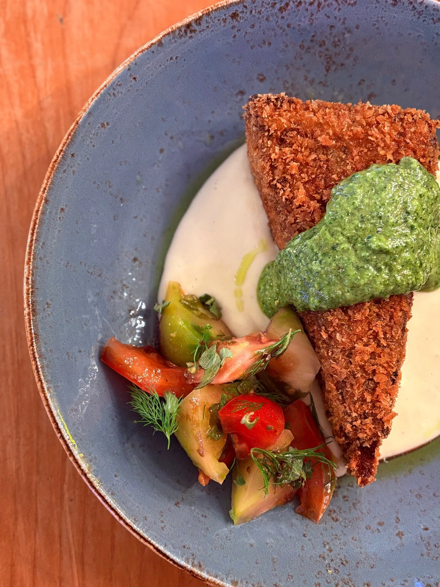 Deep-fried lasagne.

Yes, you read that right.

Crispy on the outside, ridiculously rich inside, finished with truffled b&eacute;chamel, rocket &amp; walnut pesto and a fresh heritage tomato &amp; herb salad.
This one&rsquo;s not here to behave. 🍝🔥