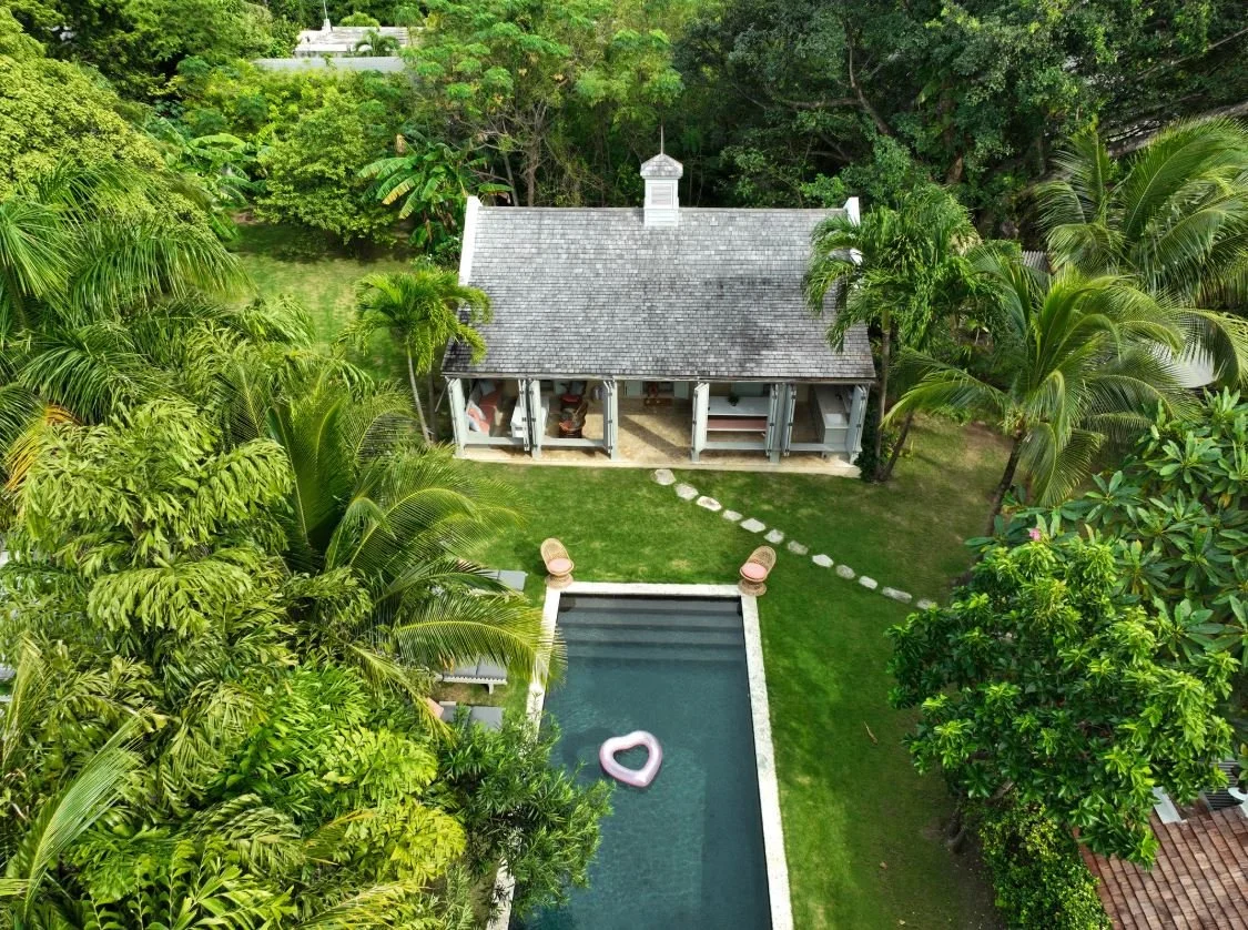 Aerial view of Salt Box, a historic style cottage located in Harbour Island, the Bahamas