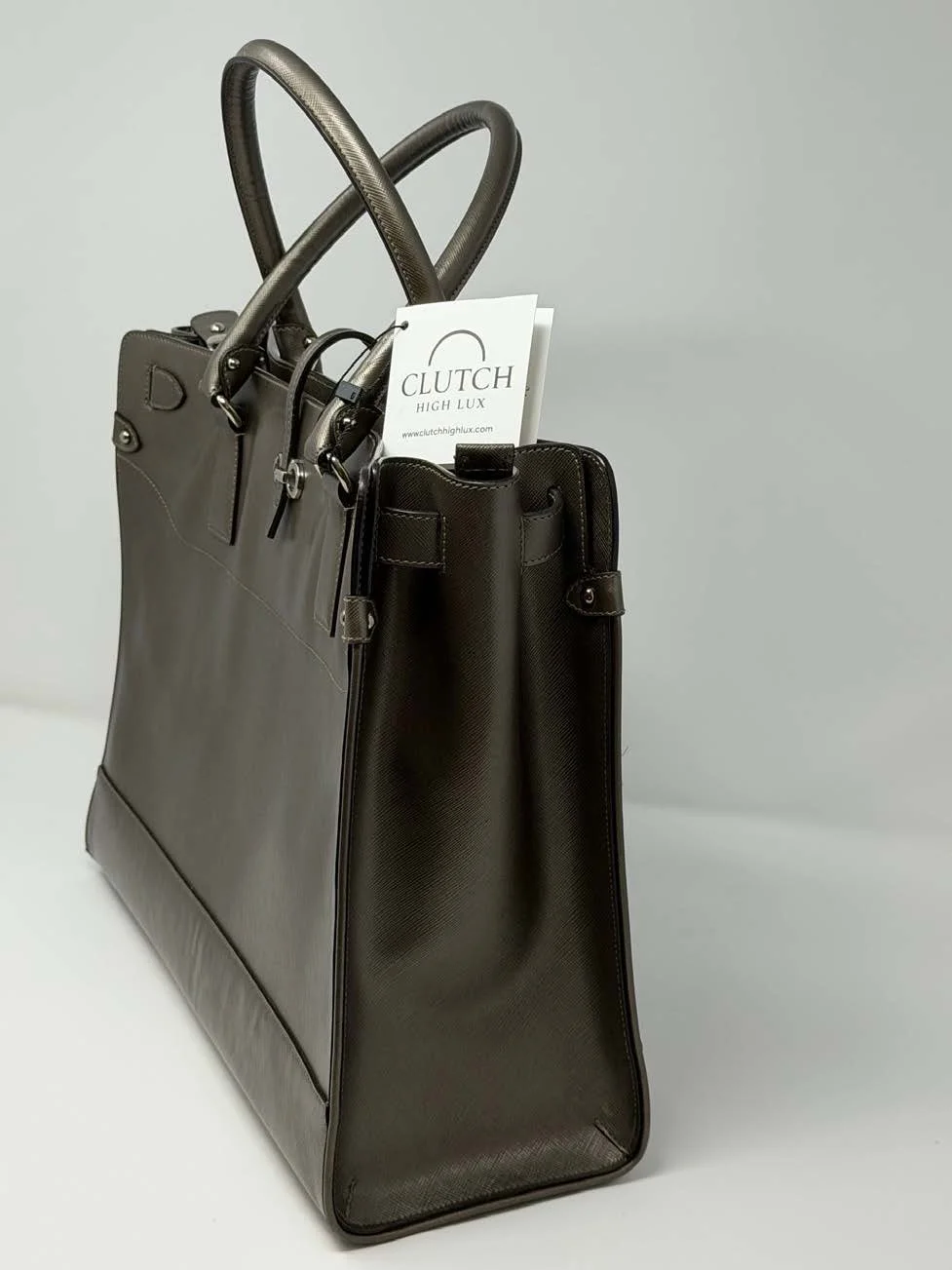 Salvatore Ferragamo Metallic Saffiano Leather Tote (Bronze)