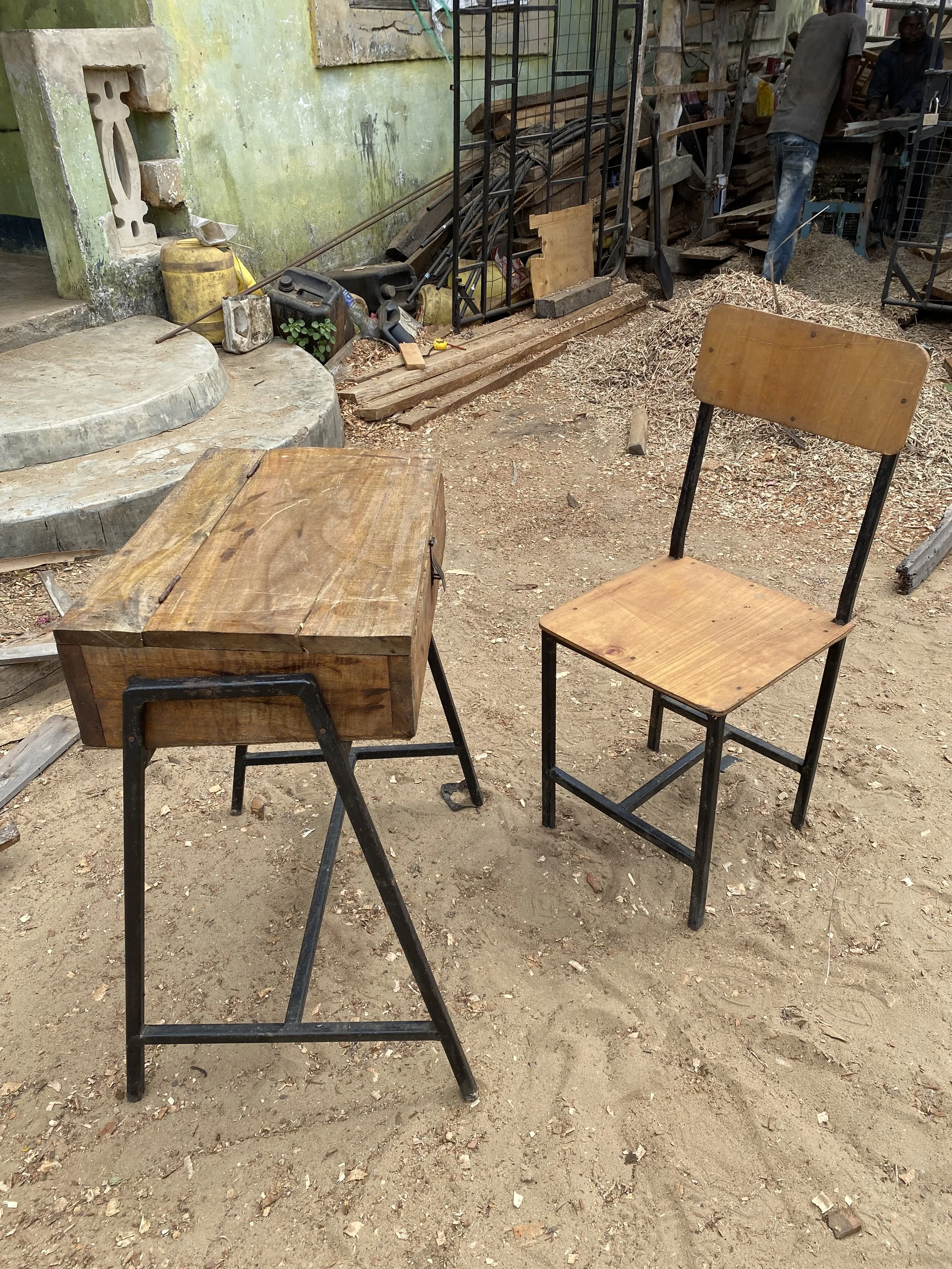  A finished desk and chair ready for use at the school 