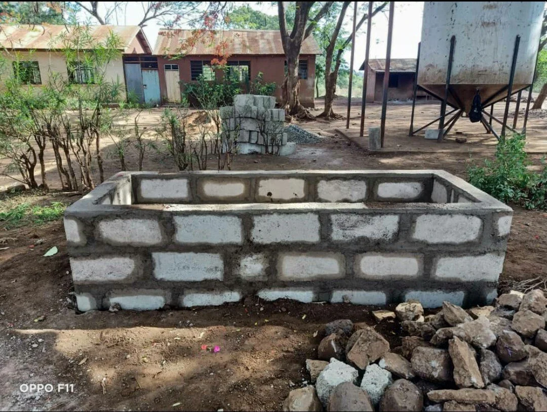  The base of the new handwashing station in place. 