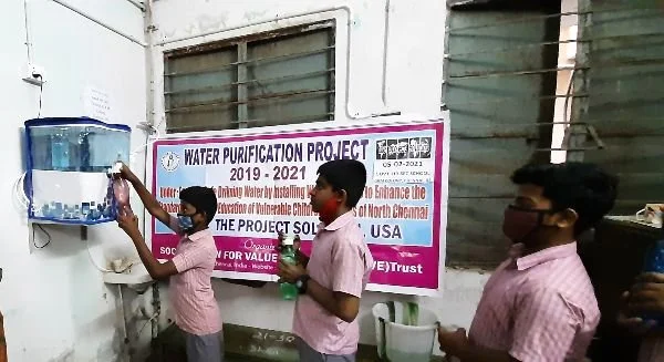  Due to COVID-19, all of the government schools in India had been closed and students remained at home. After opening up again, the next phase of the project has been completed. Five Water Purifiers have been installed in three schools of North Chenn